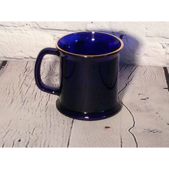 Optimist International Coffee Mug Cup Cobalt Blue Glass Logo Gold Rim Made inUSA - Picture 2 of 5